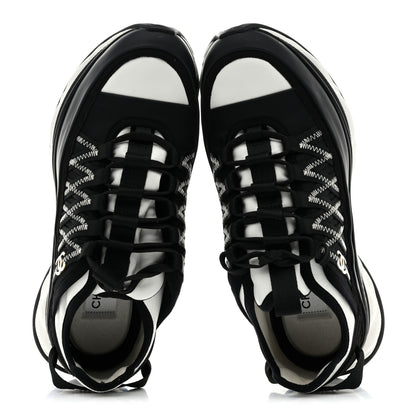 Chanel Mixed Fibers Suede Calfskin CC Sneakers 39 Black White 2 of 9
