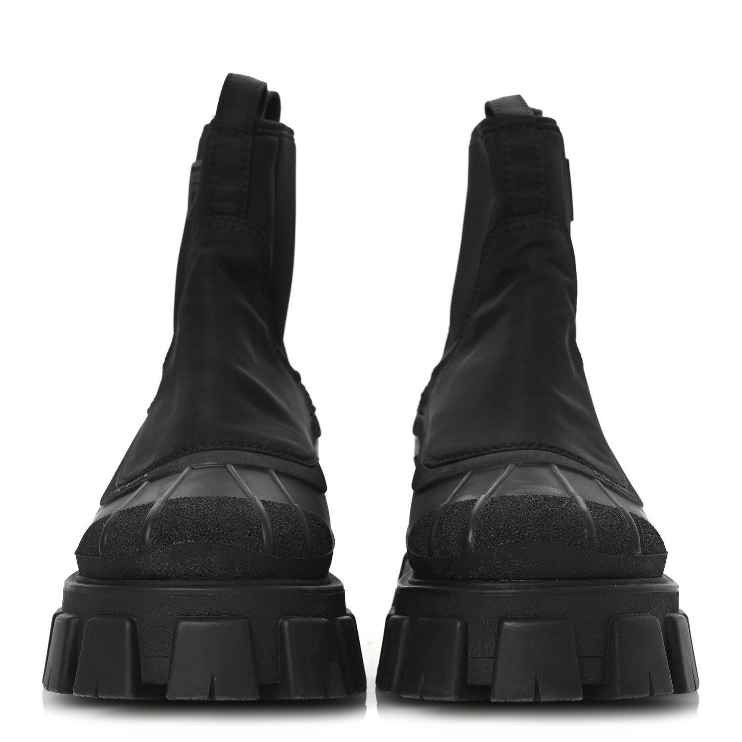Prada Re-Nylon Gabardine Rubber Triangle Logo Womens Monolith 55mm Ankle Boots 38 Black 3 of 11