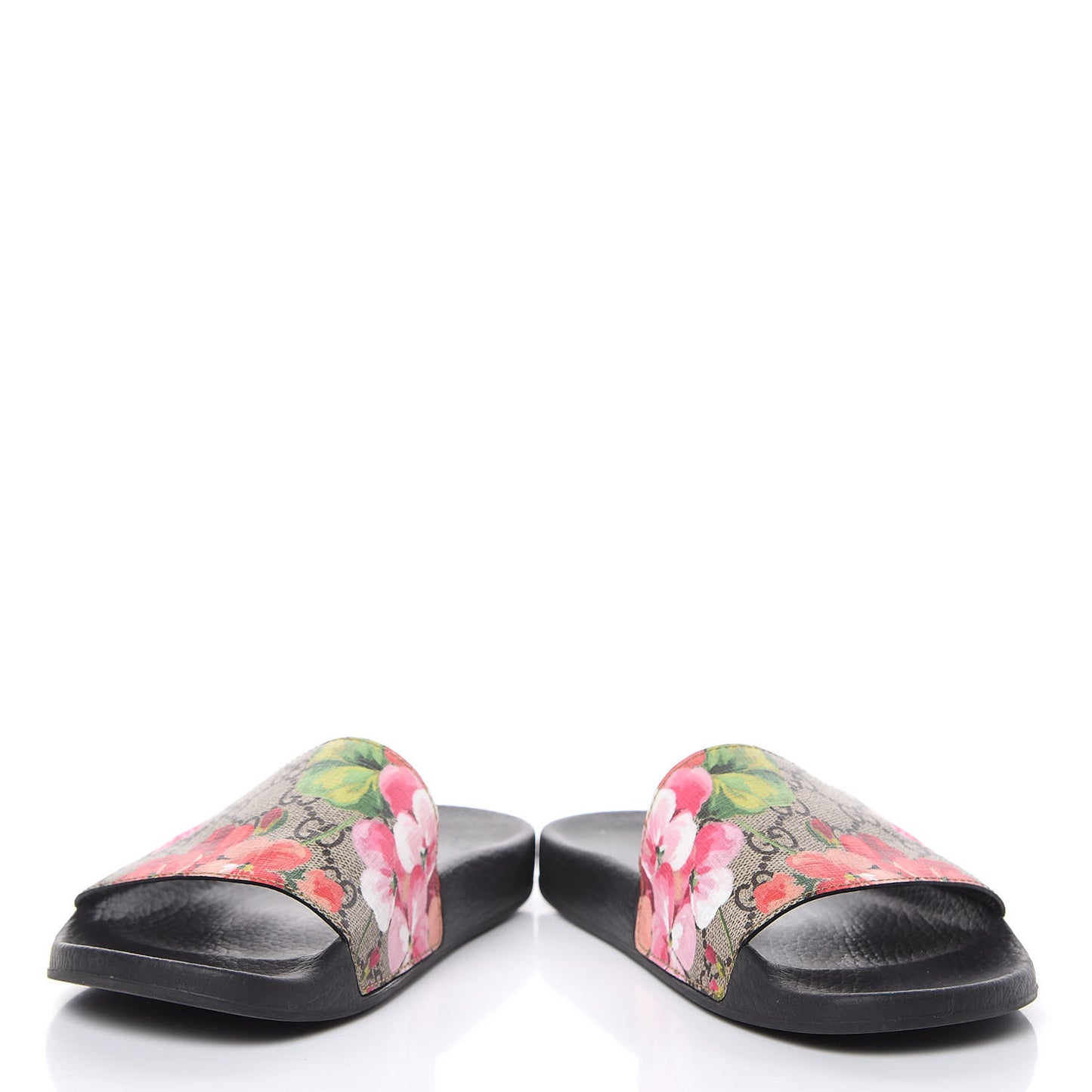 GG Supreme Monogram Blooms Slide Sandals 38 Beige Multicolor