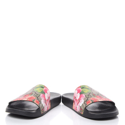 Gucci GG Supreme Monogram Blooms Slide Sandals 38 Beige Multicolor 6 of 11