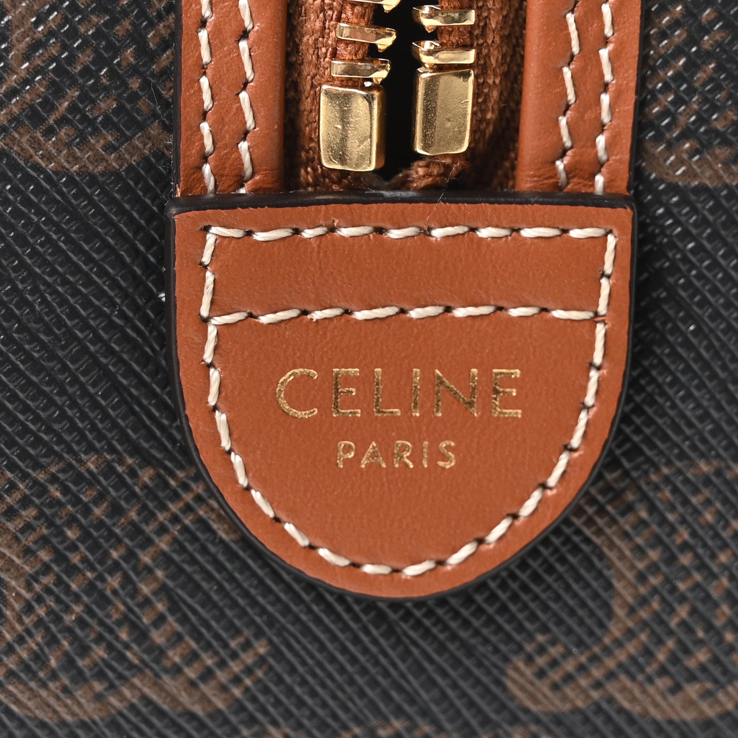 Celine Triomphe Canvas Calfskin Small Boston Bag Tan 6 of 11