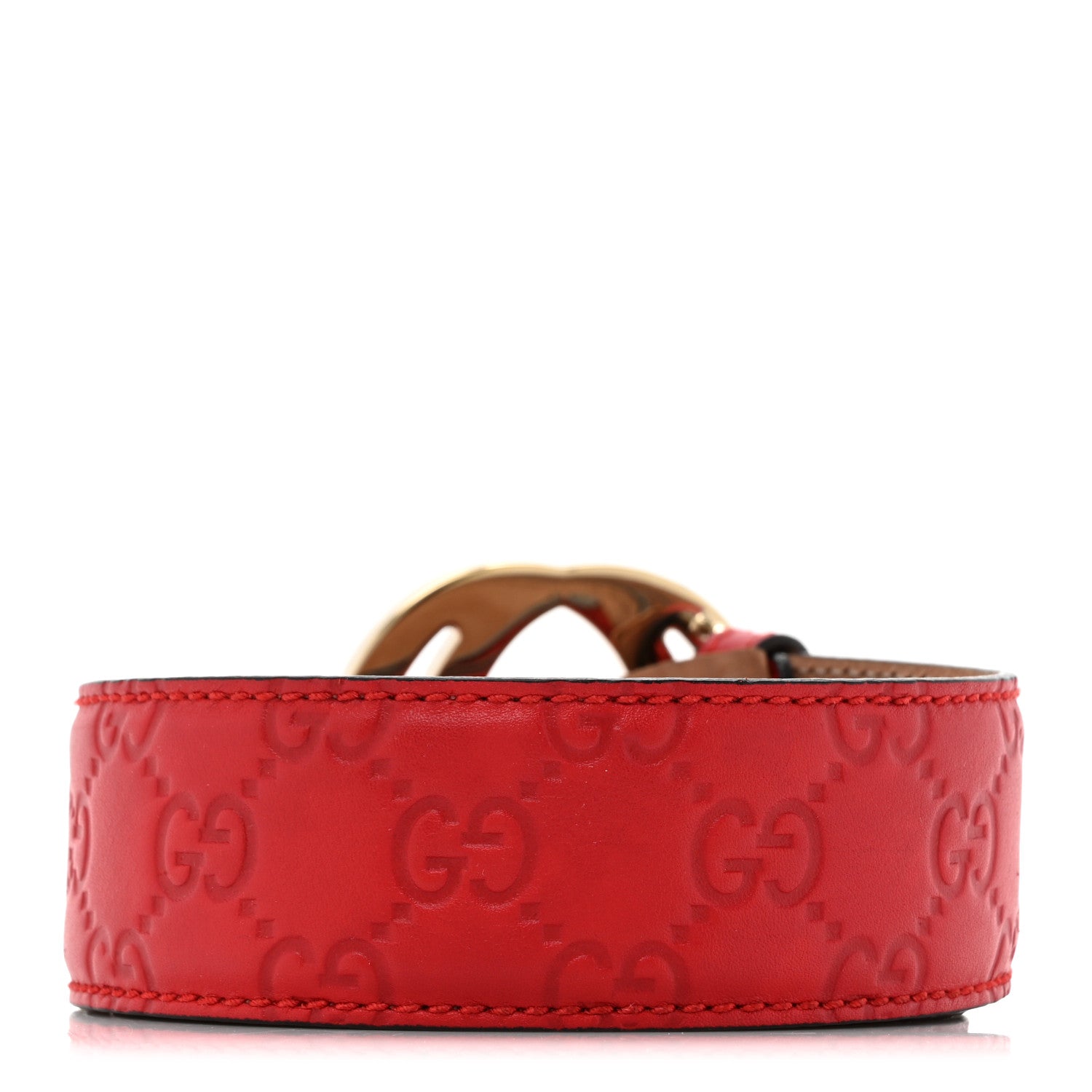Gucci Guccissima Signature Interlocking G Belt 90 36 Hibiscus Red 2 of 6