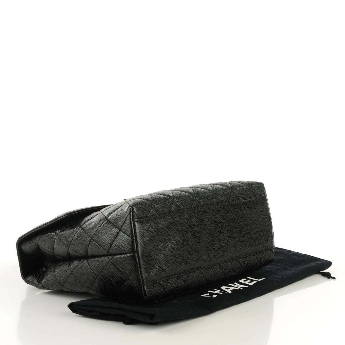 Caviar Quilted Jumbo Kelly Flap Black