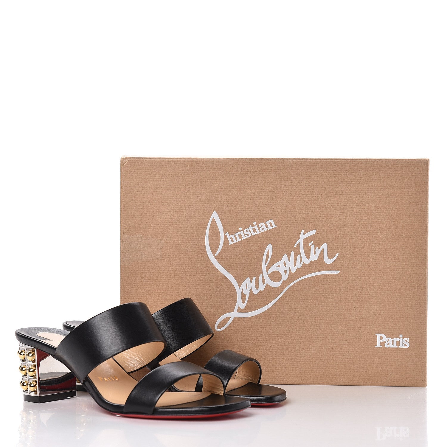 Christian Louboutin Nappa Vasa Opticat 55 Slide Sandals 36.5 Black Gold 10 of 10