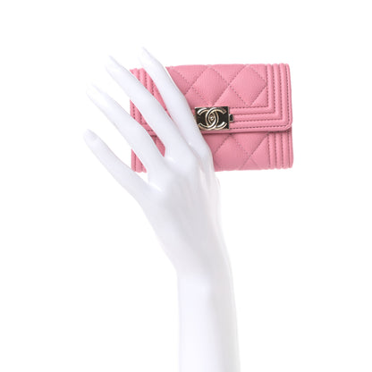 Chanel Caviar Quilted Boy Flap Card Holder Wallet Light Pink 2 of 7