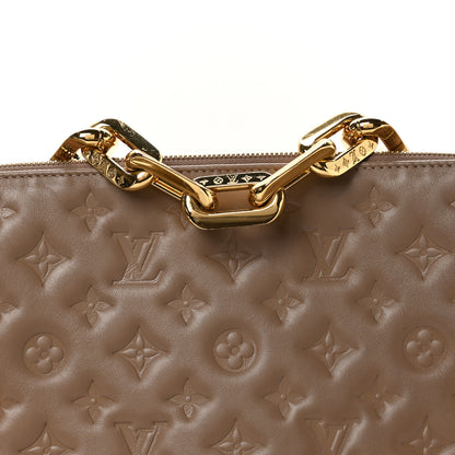 Louis Vuitton Lambskin Embossed Monogram Coussin MM Taupe 7 of 10