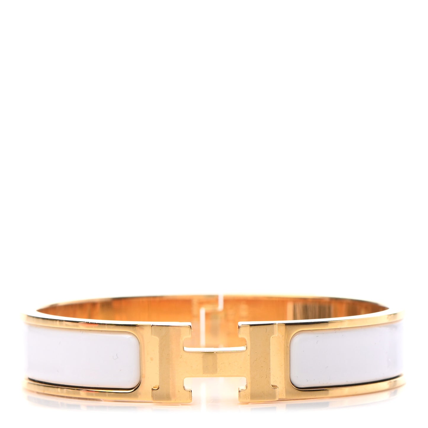 Enamel Narrow Clic Clac H Bracelet PM White