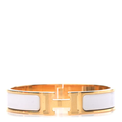Hermes Enamel Narrow Clic Clac H Bracelet PM White 1 of 5