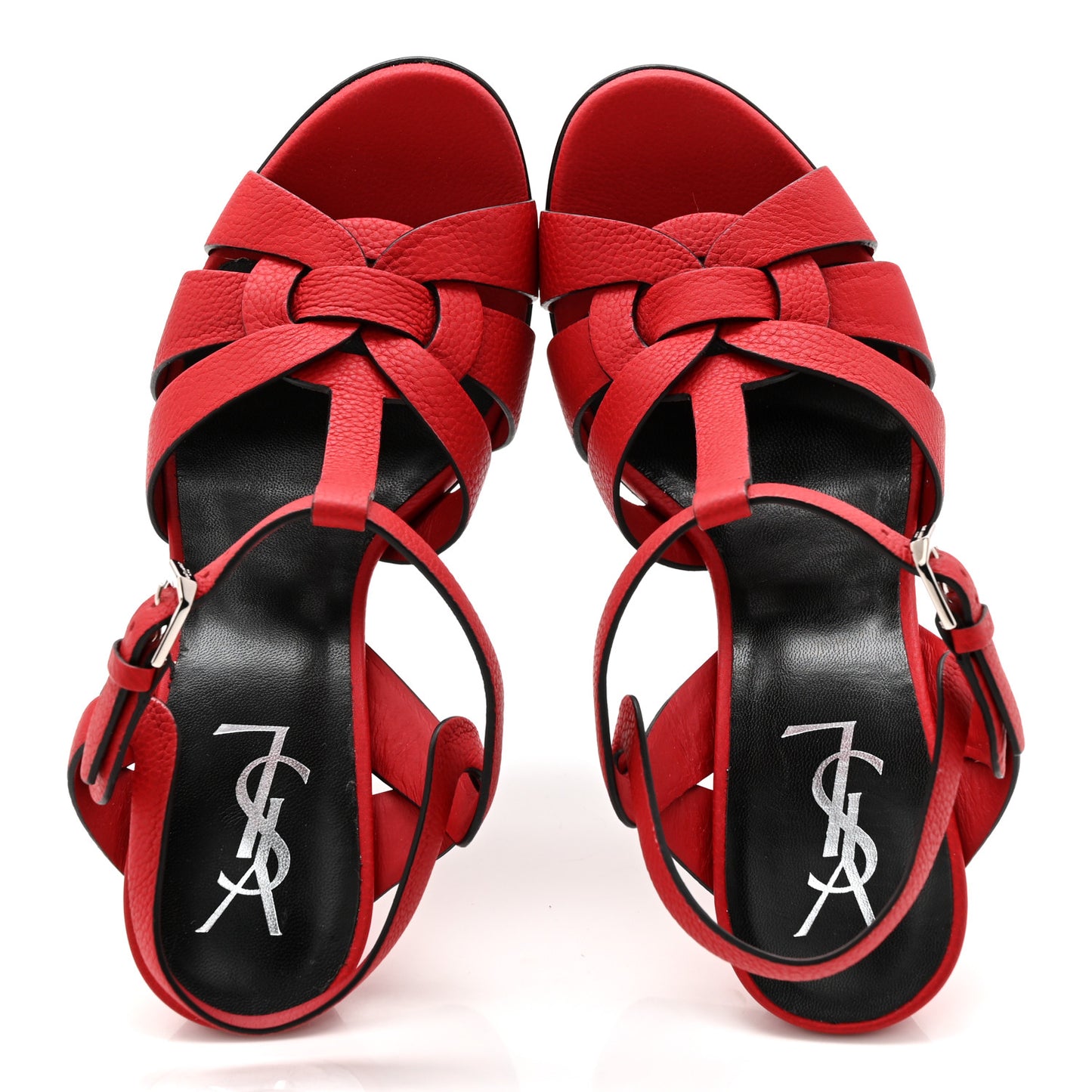 Grained Calfskin Tribute 105 Platform Sandals 36 New Red