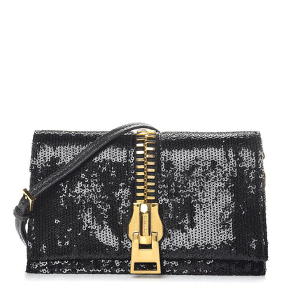Tom Ford Sequin Snakeskin Sedgwick Zip Clutch Bag Black 1 of 8