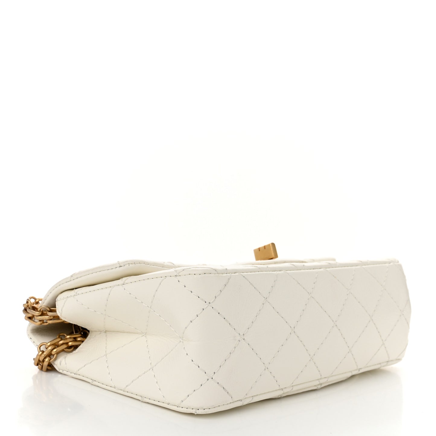 Aged Calfskin Quilted 2.55 Reissue Mini Flap White