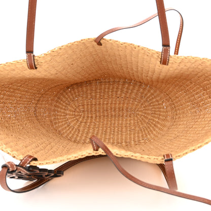 Loewe Raffia Calfskin Shell Basket Tote Natural Beige 5 of 10