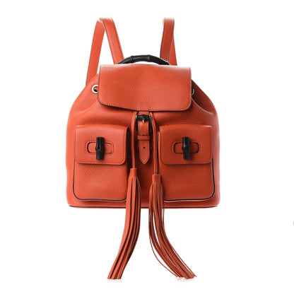 Gucci Cellarius Calfskin Medium Bamboo Backpack New Dark Orange 1 of 10