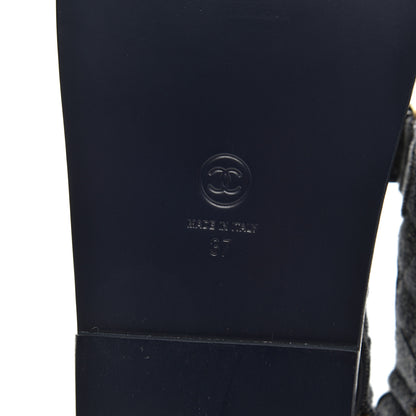 Chanel Velvet Velcro Dad Sandals 37 Grey 6 of 11