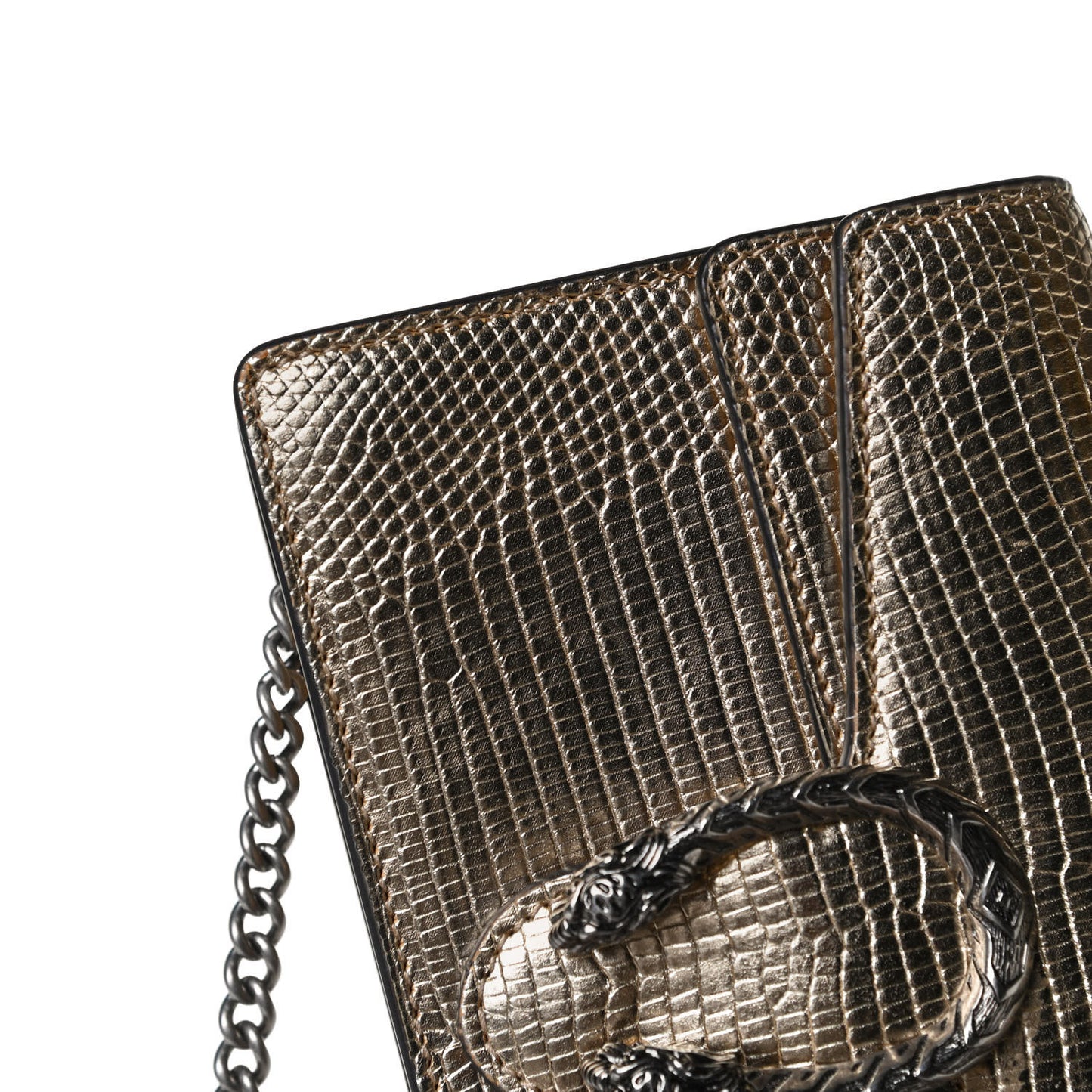 Metallic Lizard Super Mini Dionysus Shoulder Bag Gold