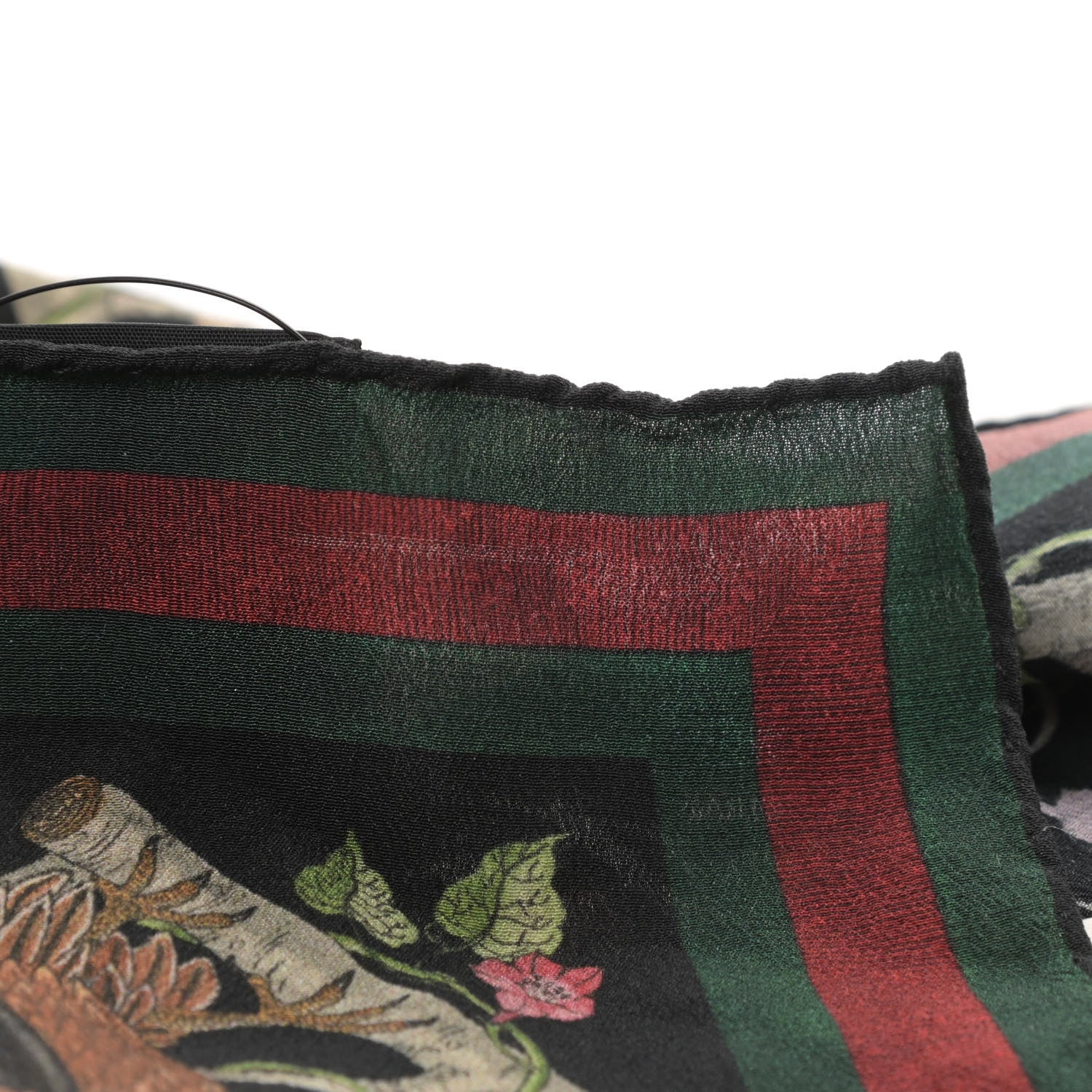 Gucci Silk Floral Condor Square Handkerchief Black 4 of 4