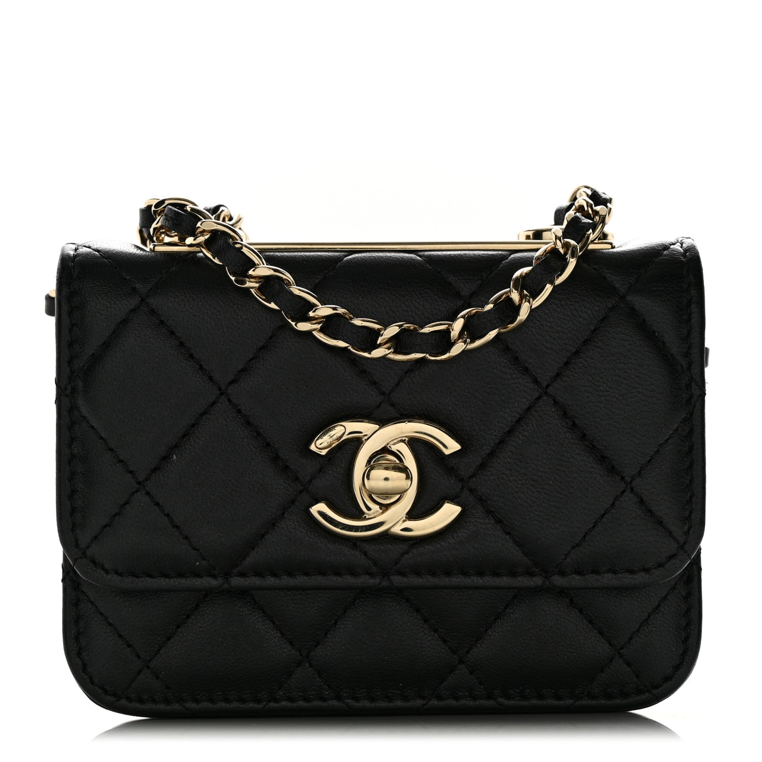 Chanel Lambskin Quilted Trendy CC Card Holder On Chain Black 1 of 12