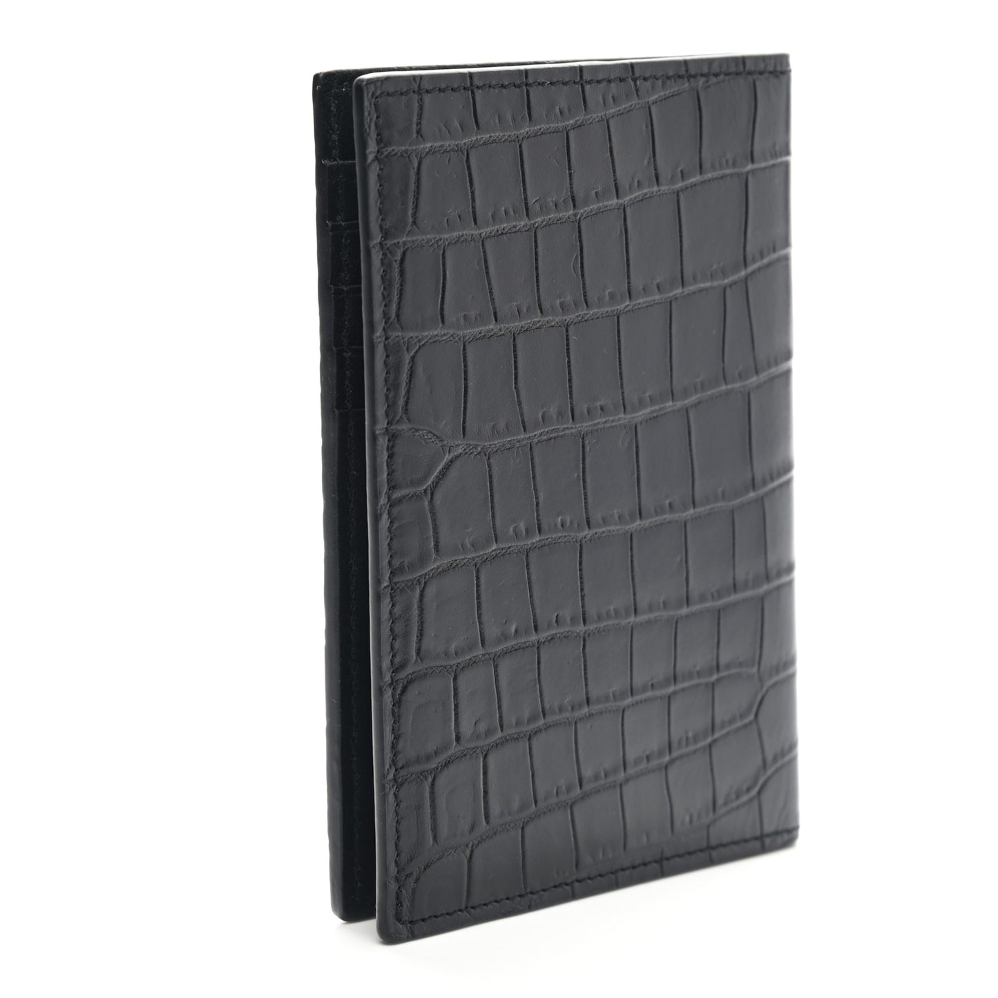 Crocodile Embossed Passport Holder Black