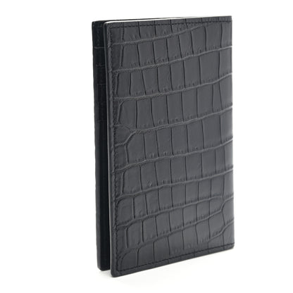 Saint Laurent Crocodile Embossed Passport Holder Black 3 of 8