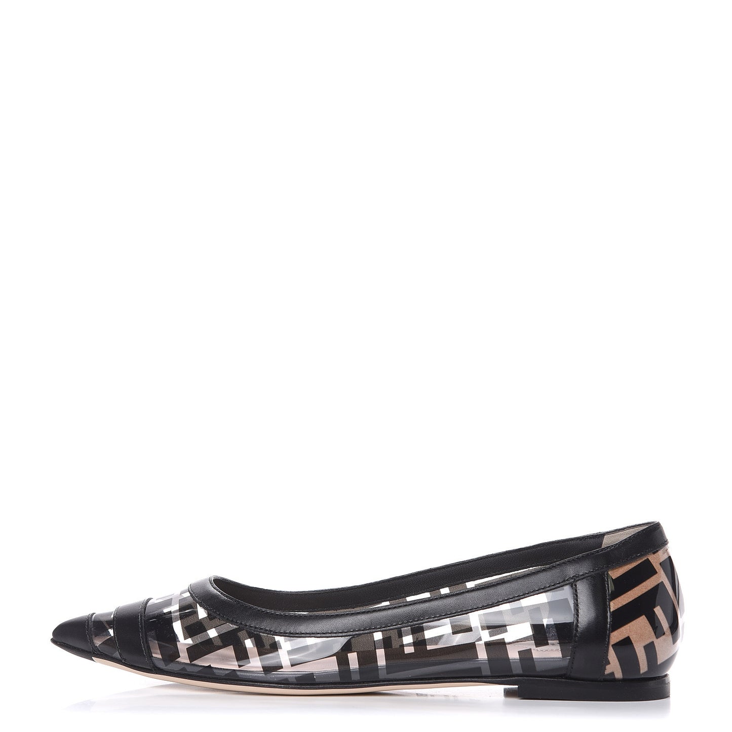 PVC Calfskin FF Colibri Ballerina Flats 37 Black