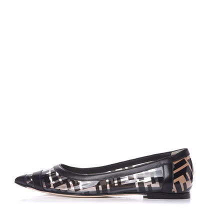 Fendi PVC Calfskin FF Colibri Ballerina Flats 37 Black 1 of 8
