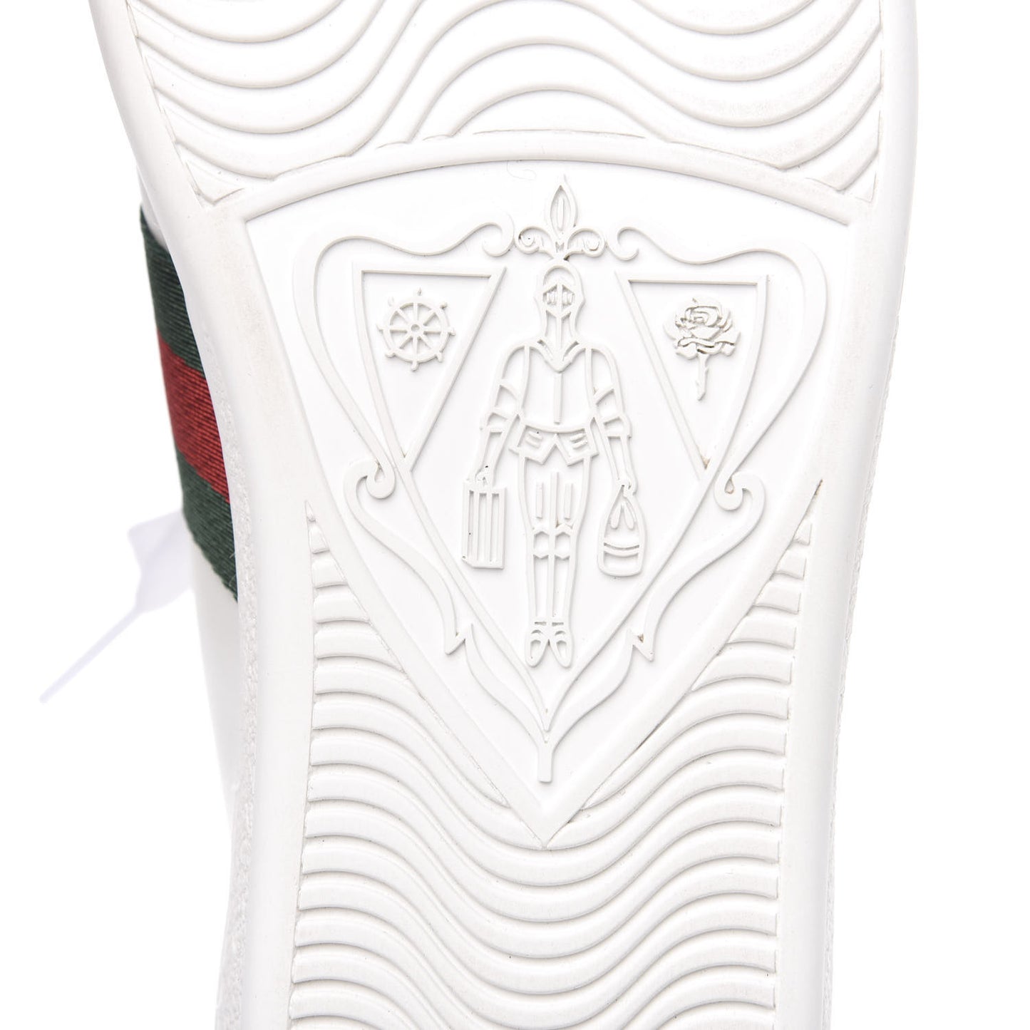 Calfskin Web Floral Embroidered Womens Ace Sneakers 39.5 White