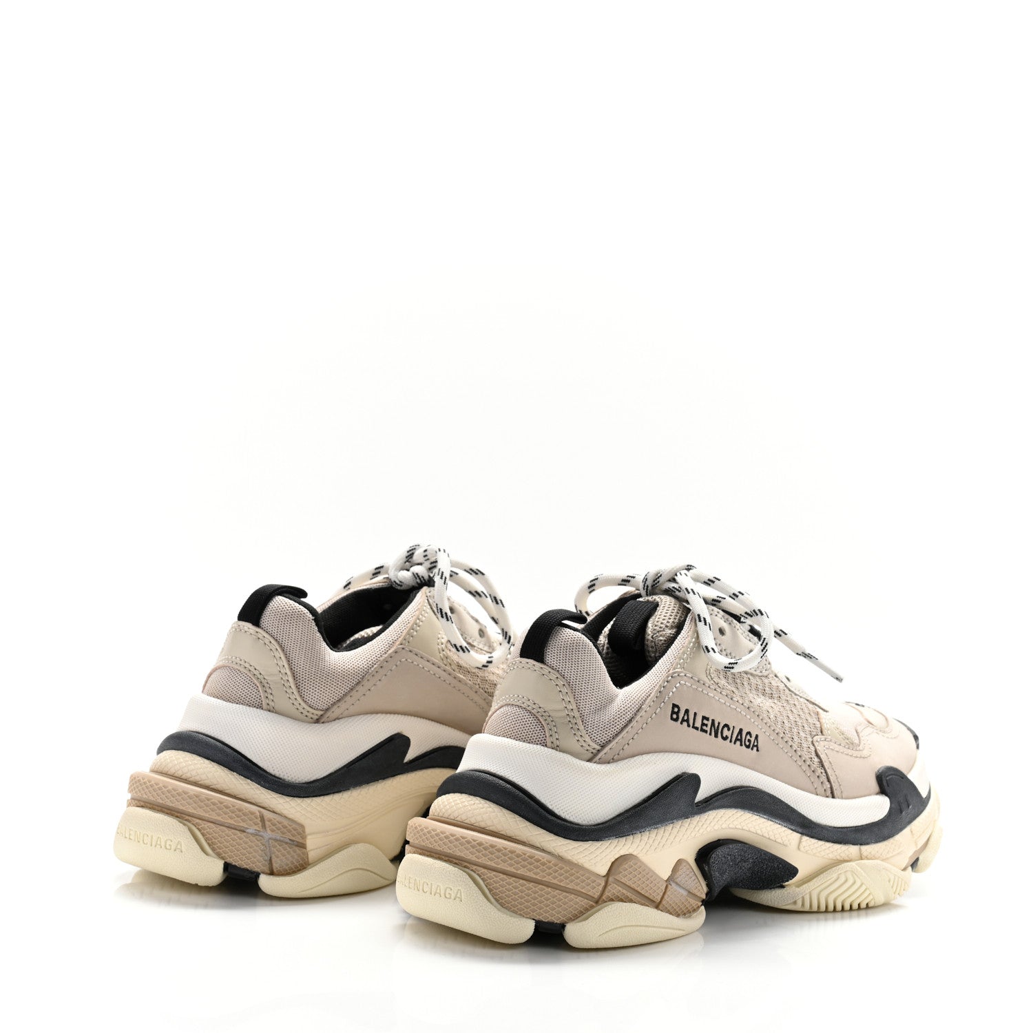 Balenciaga Fabric Mesh Womens Triple S Sneakers 36 Beige Black 5 of 9