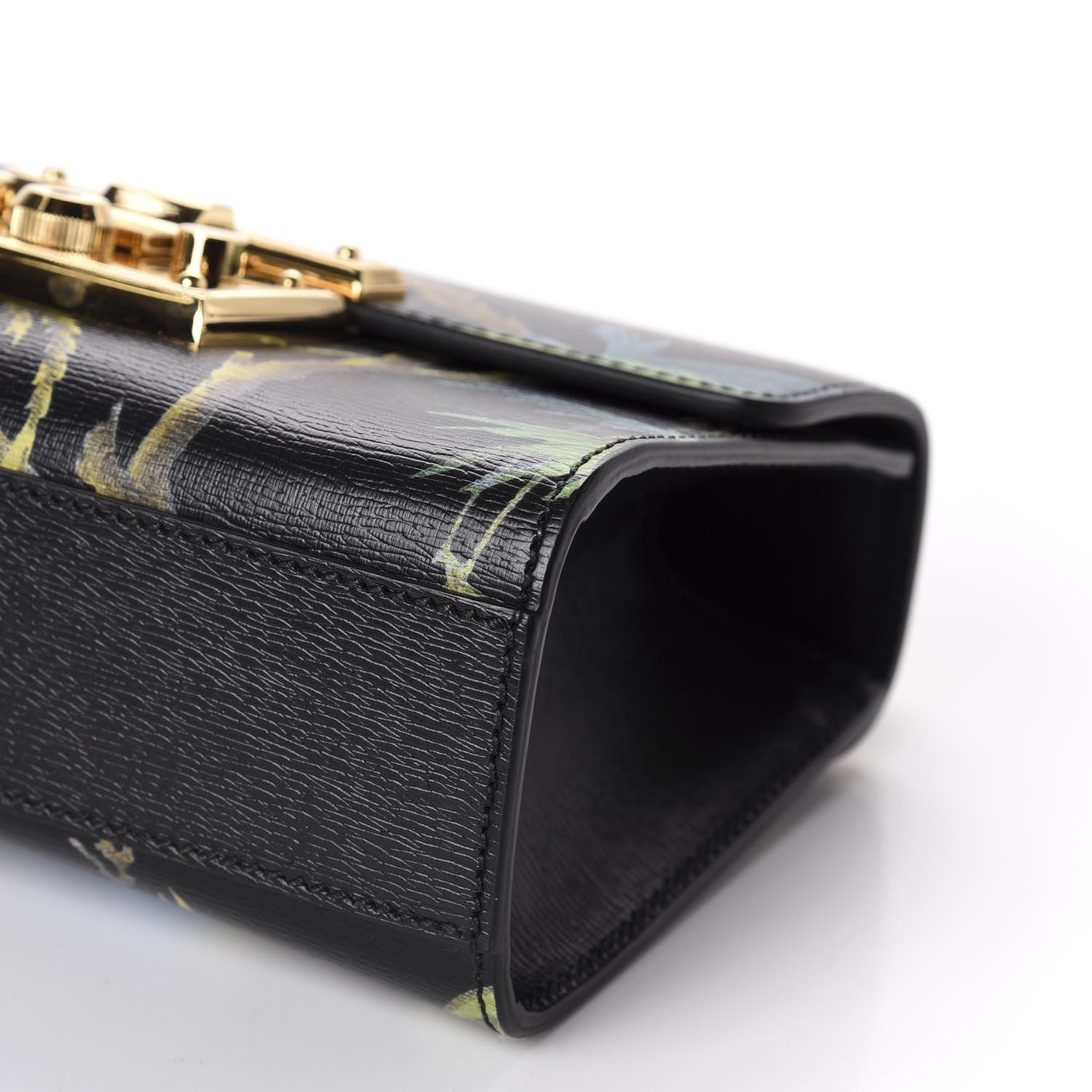 Gucci Calfskin Tropical Print Small Padlock Shoulder Bag Black Multi 6 of 9