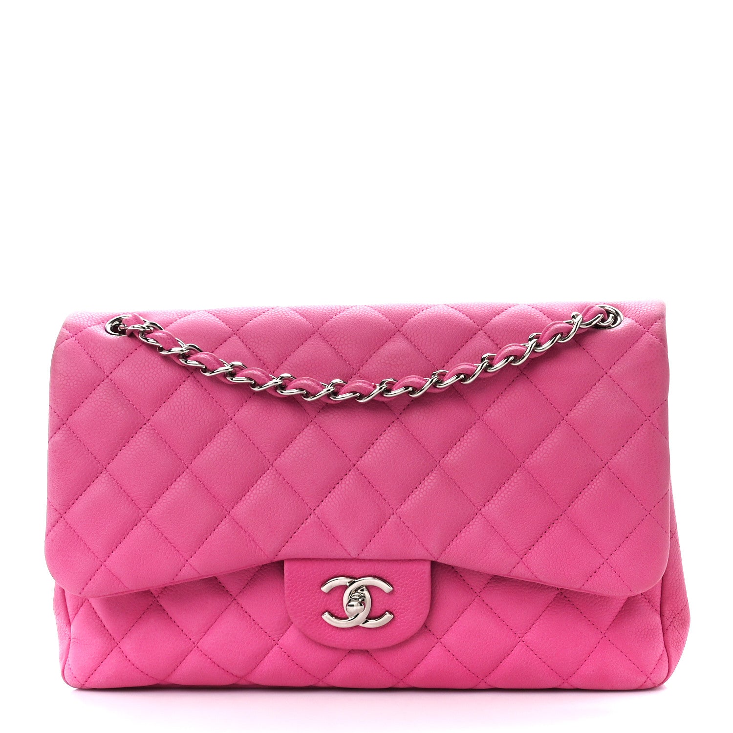 Chanel Iridescent Caviar Quilted Jumbo Double Flap Pink 1 of 16