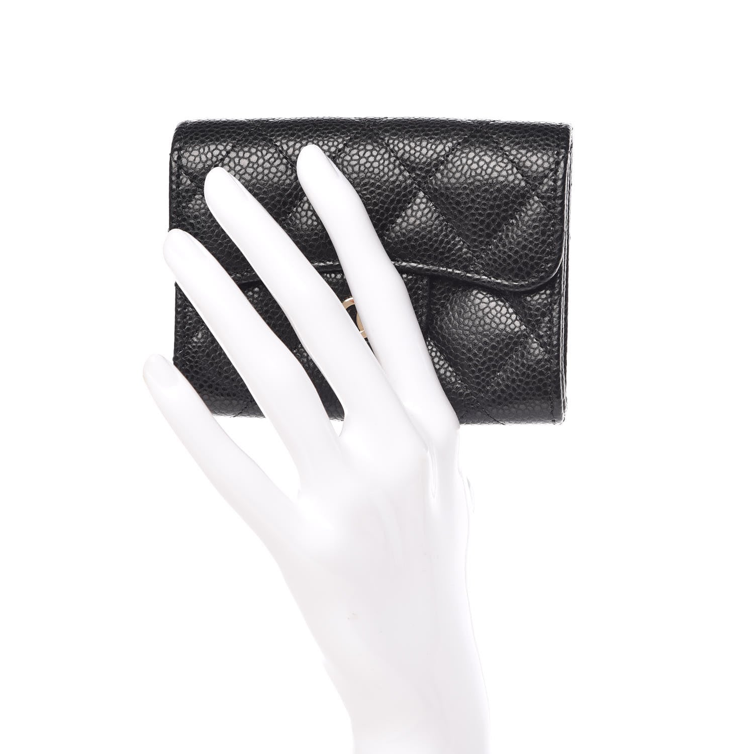 Chanel Caviar Quilted Flap Card Holder Wallet Black 2 of 8
