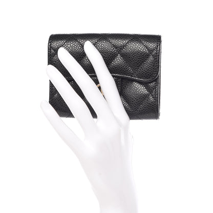 Chanel Caviar Quilted Flap Card Holder Wallet Black 2 of 8