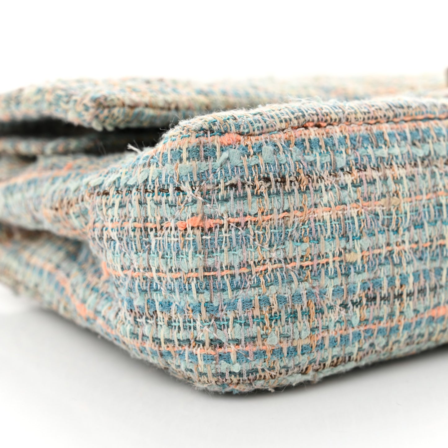 Tweed Quilted Medium Double Flap Blue Multicolor