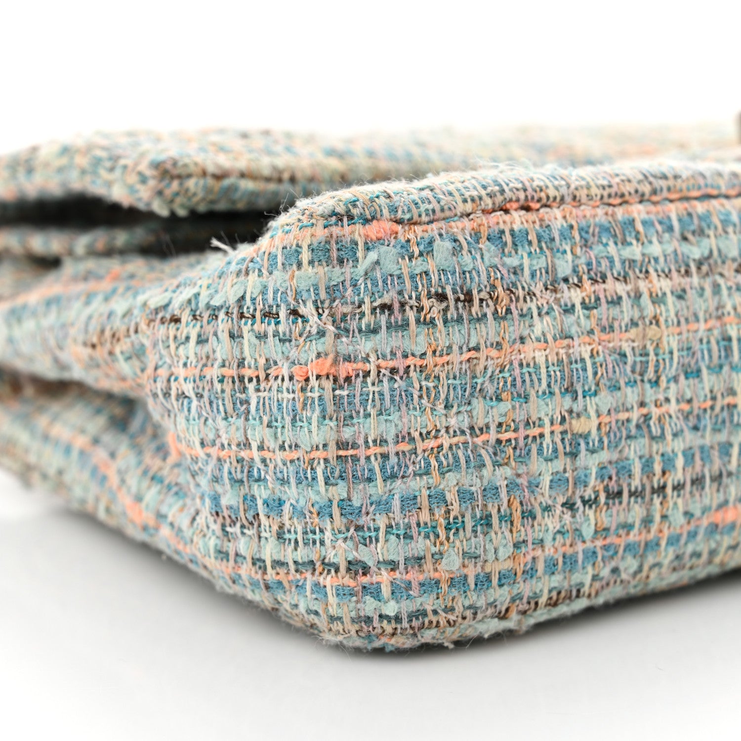 Chanel Tweed Quilted Medium Double Flap Blue Multicolor 9 of 14