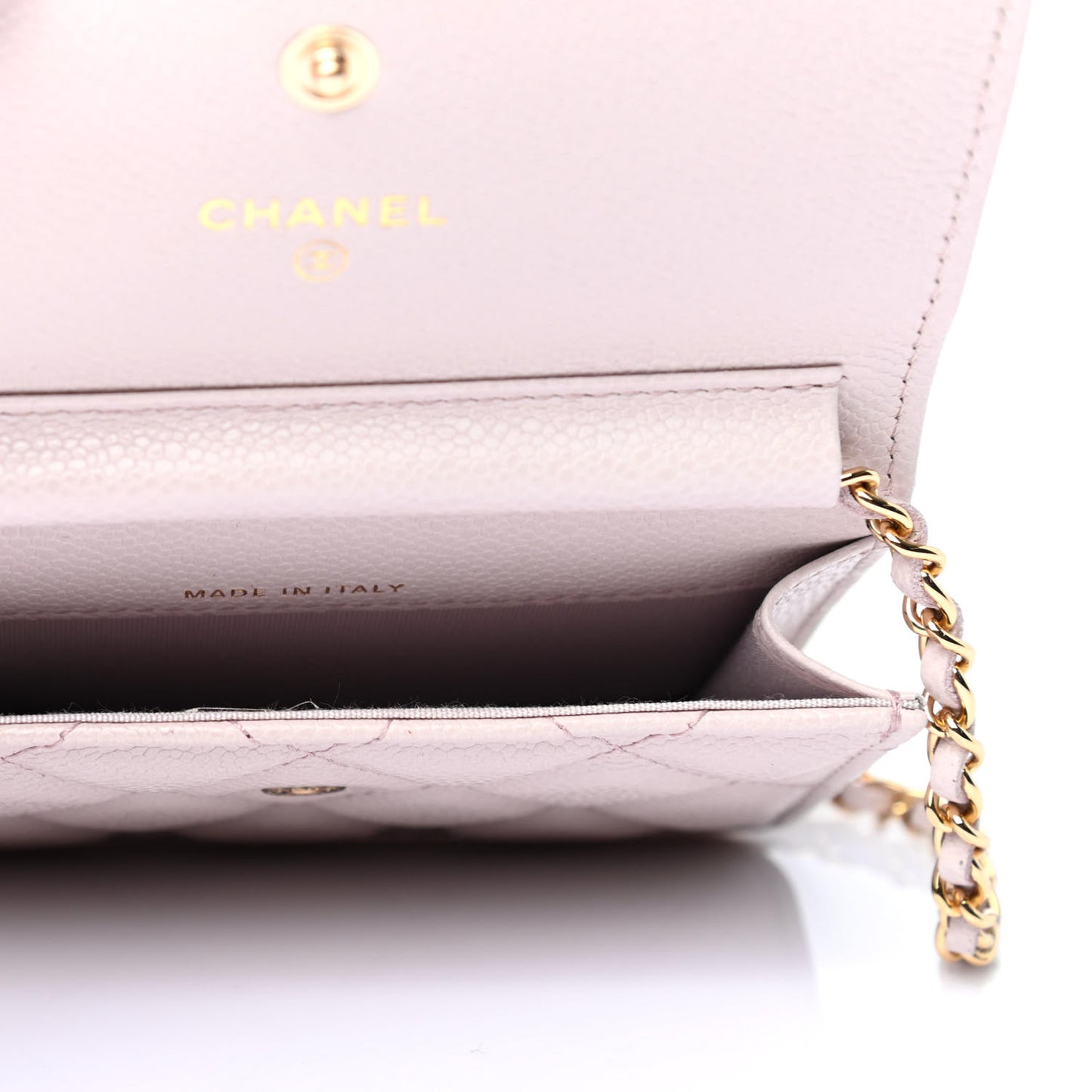 Caviar Quilted Miss Coco Clutch With Chain Light Purple