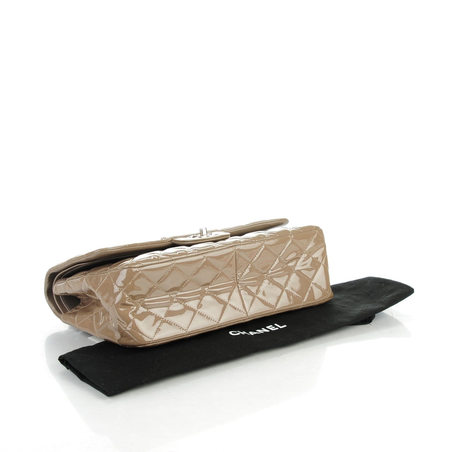 Patent Quilted Jumbo Double Flap Grey