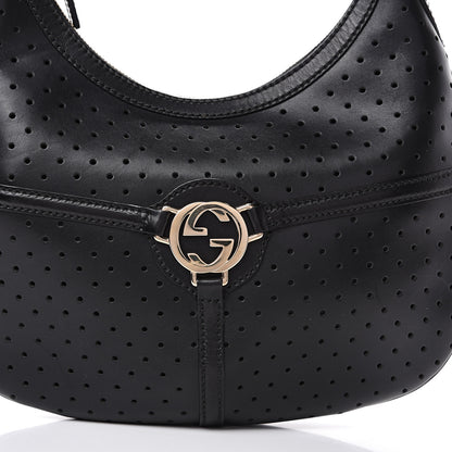 Gucci Perforated Calfskin Reins Hobo Black 7 of 13