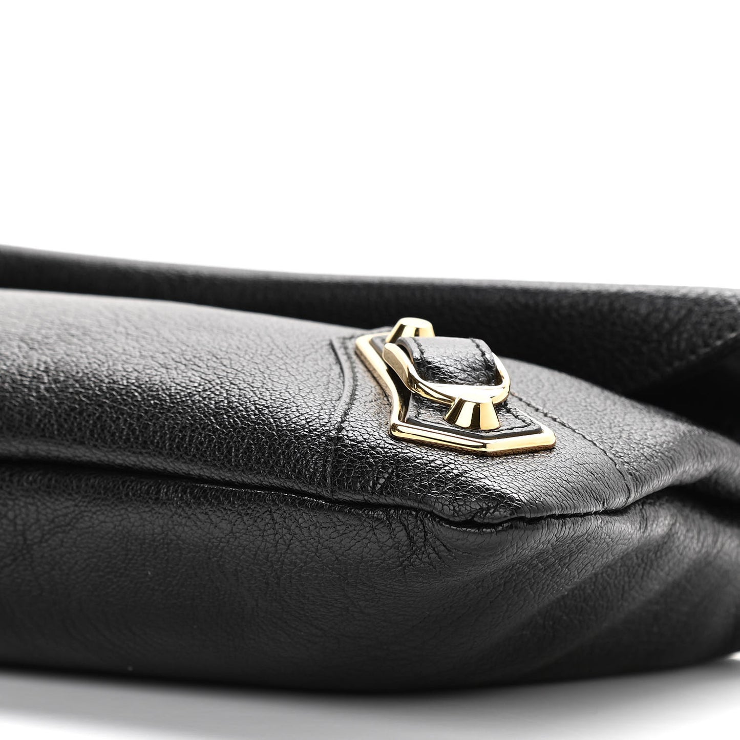 Chevre Gold Metallic Edge Hardware Envelope Clutch Black