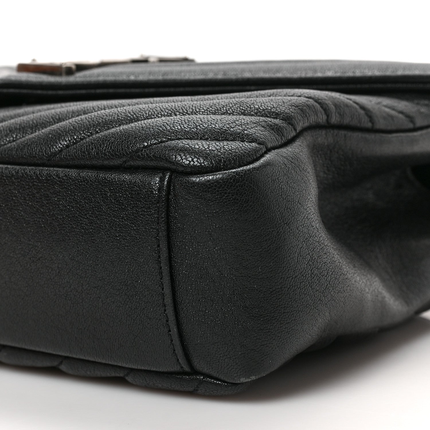 Saint Laurent Sheepskin Matelasse Chevron Monogram Medium College Bag Black 9 of 9