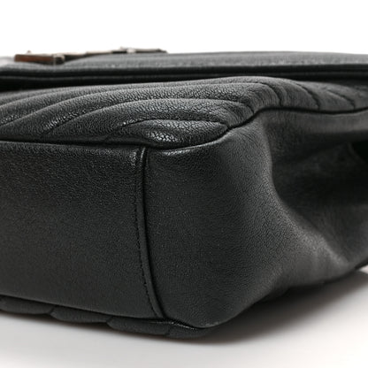 Saint Laurent Sheepskin Matelasse Chevron Monogram Medium College Bag Black 9 of 9