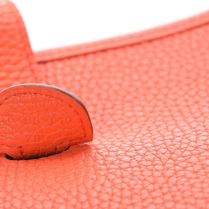 Hermes Taurillon Clemence Amazone Evelyne III PM Orange Poppy Bleu Saint Cyr 7 of 11
