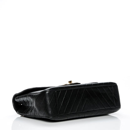 Chanel Lambskin Chevron Quilted Maxi Single Flap Black 4 of 15
