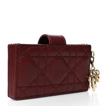 Christian Dior Lambskin Cannage Lady Dior 5-Gusset Card Holder Red 3 of 8