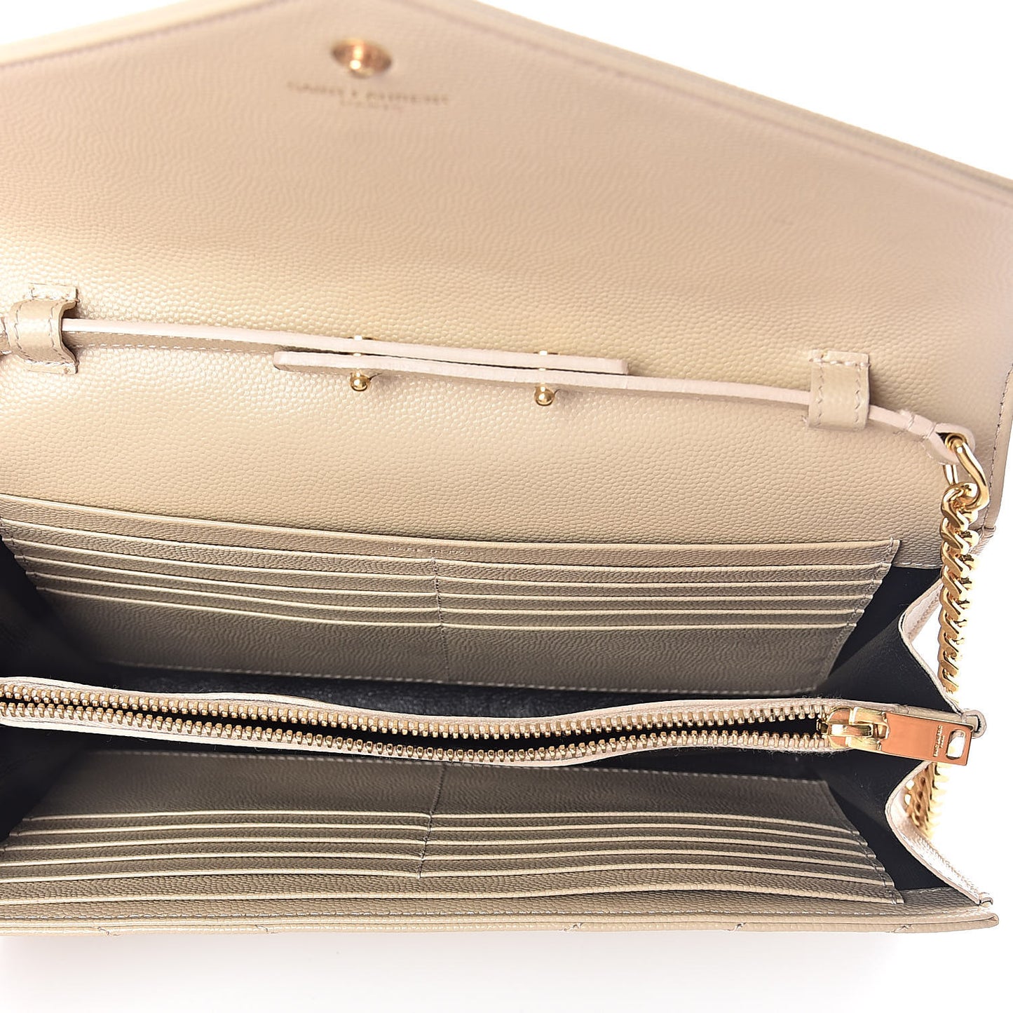 Grain De Poudre Matelasse Chevron Monogram Chain Wallet Nude Powder
