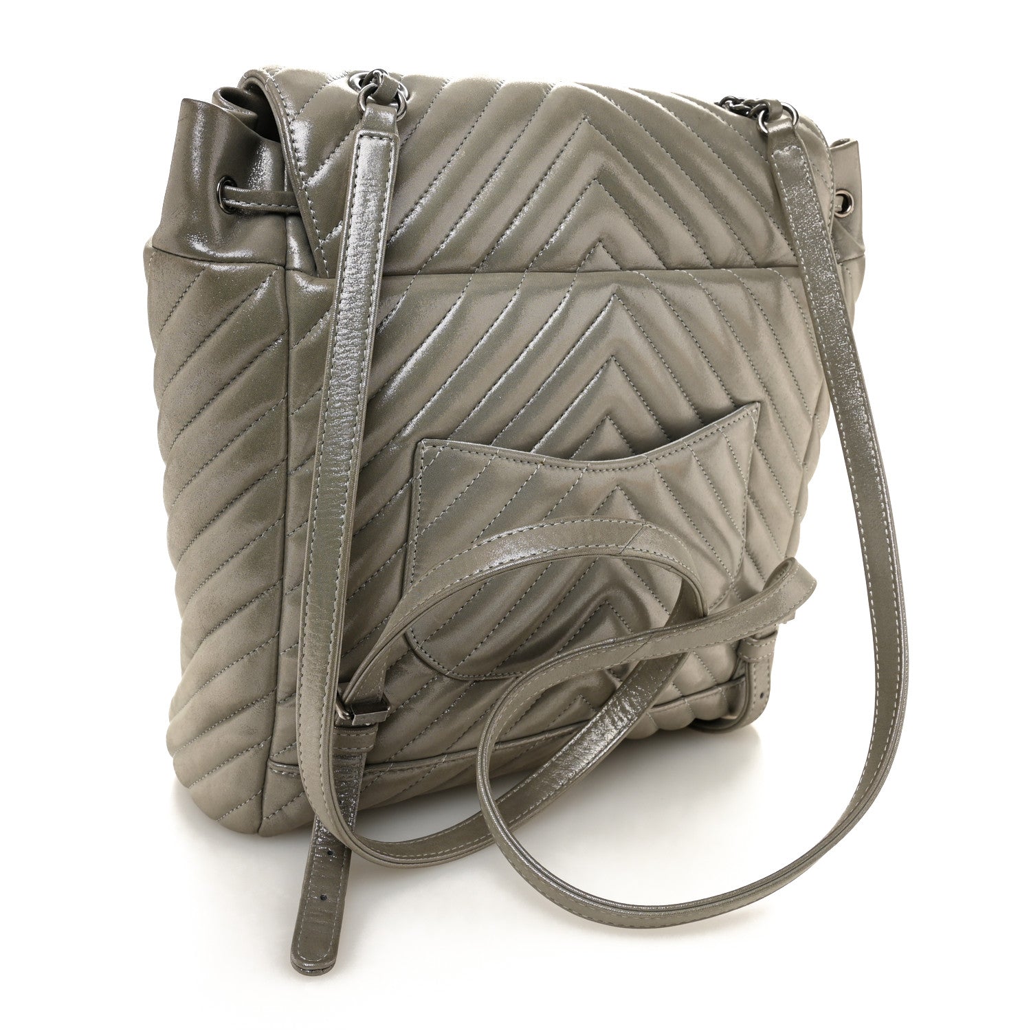 Chanel Iridescent Calfskin Chevron Quilted Small Urban Spirit Backpack Silver 3 of 10