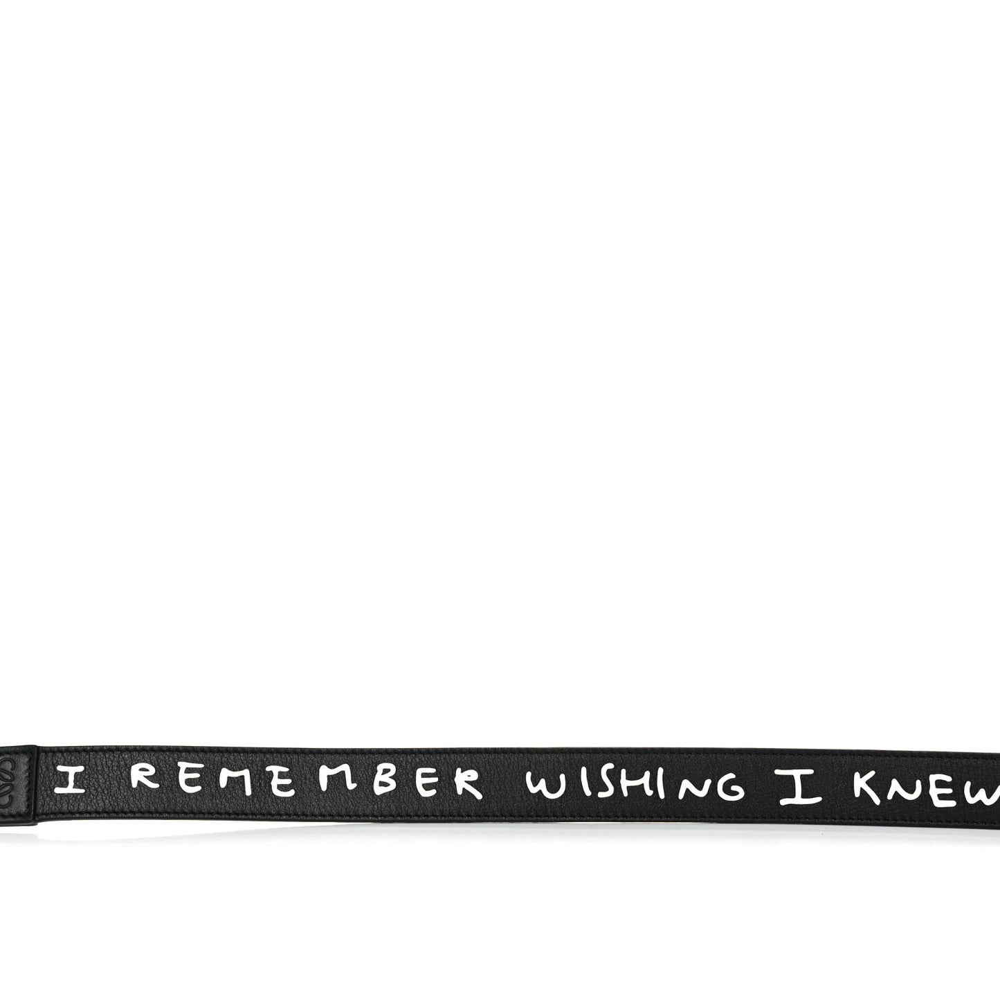 X JOE BRAINARD Calfskin Words Print Thin Strap Black