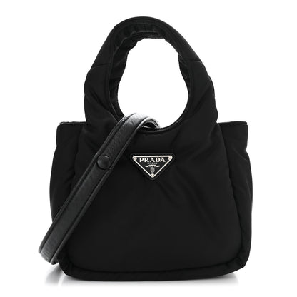 Prada Re-Nylon Soft Padded Small Double Handled Shoulder Bag Black 1 of 10