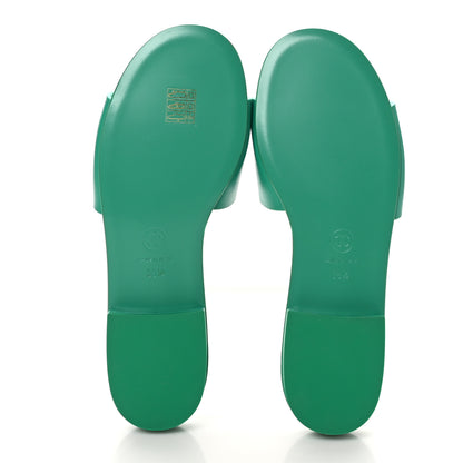 Chanel Calfskin Patent Calfskin Logo Mules 38.5 Green White 6 of 9