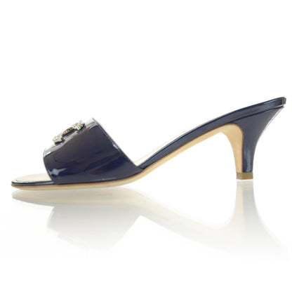 Chanel Patent Leather CC Mules 36 Navy 1 of 7