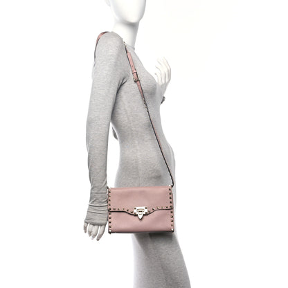 Valentino Garavani Pebbled Calfskin Medium Rockstud Flip Lock Crossbody Bag Poudre 2 of 9