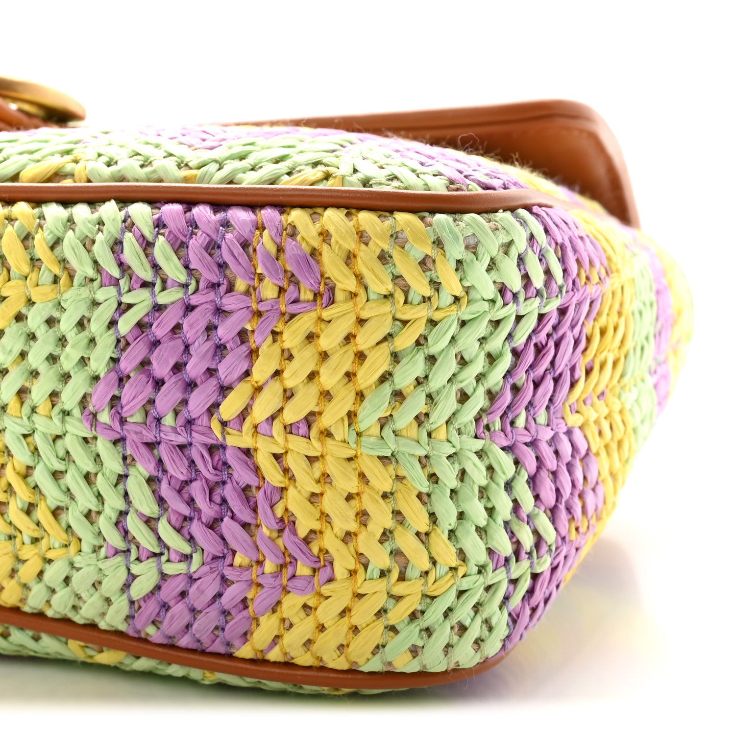 Gucci Calfskin Raffia Woven Small GG Marmont Shoulder Bag